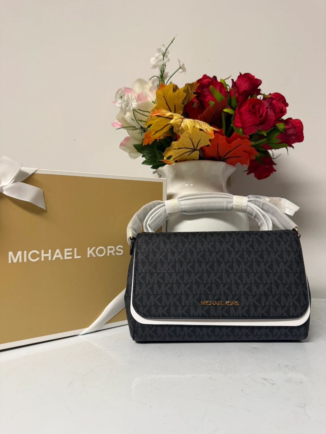 Michael Kors Black MK Signature Shoulder Bag