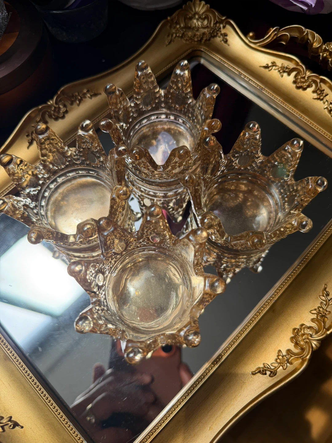 4 Crown Glass Tealight Holder