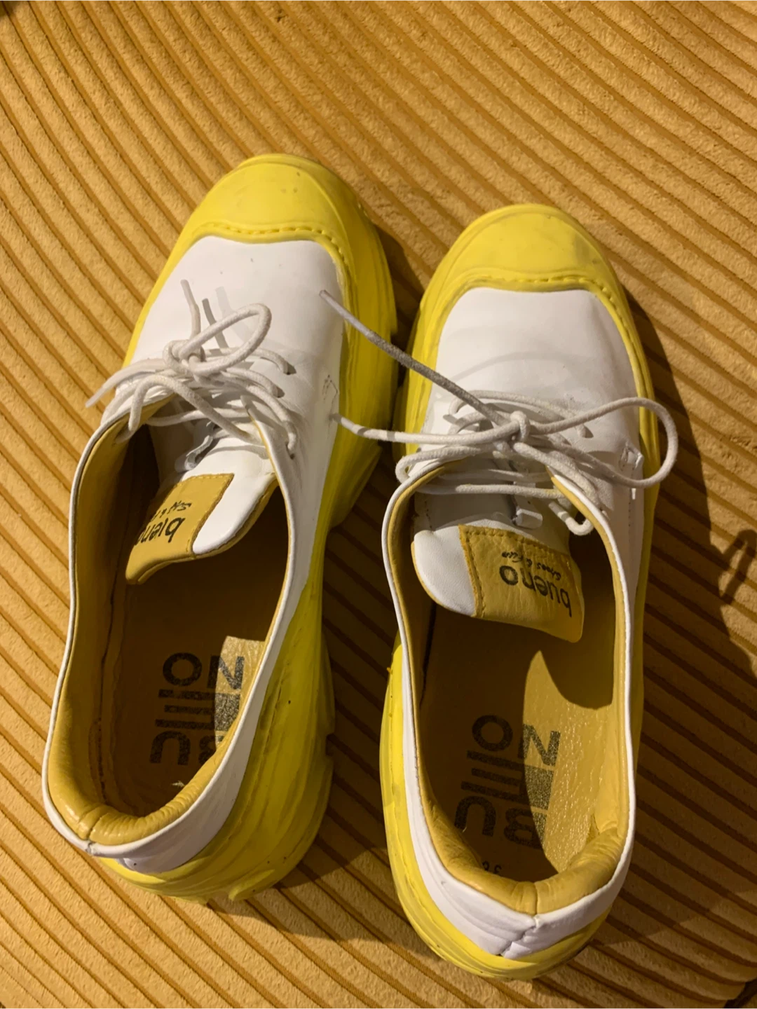 Bueno Shoes White & Yellow Lace-up Sneakers