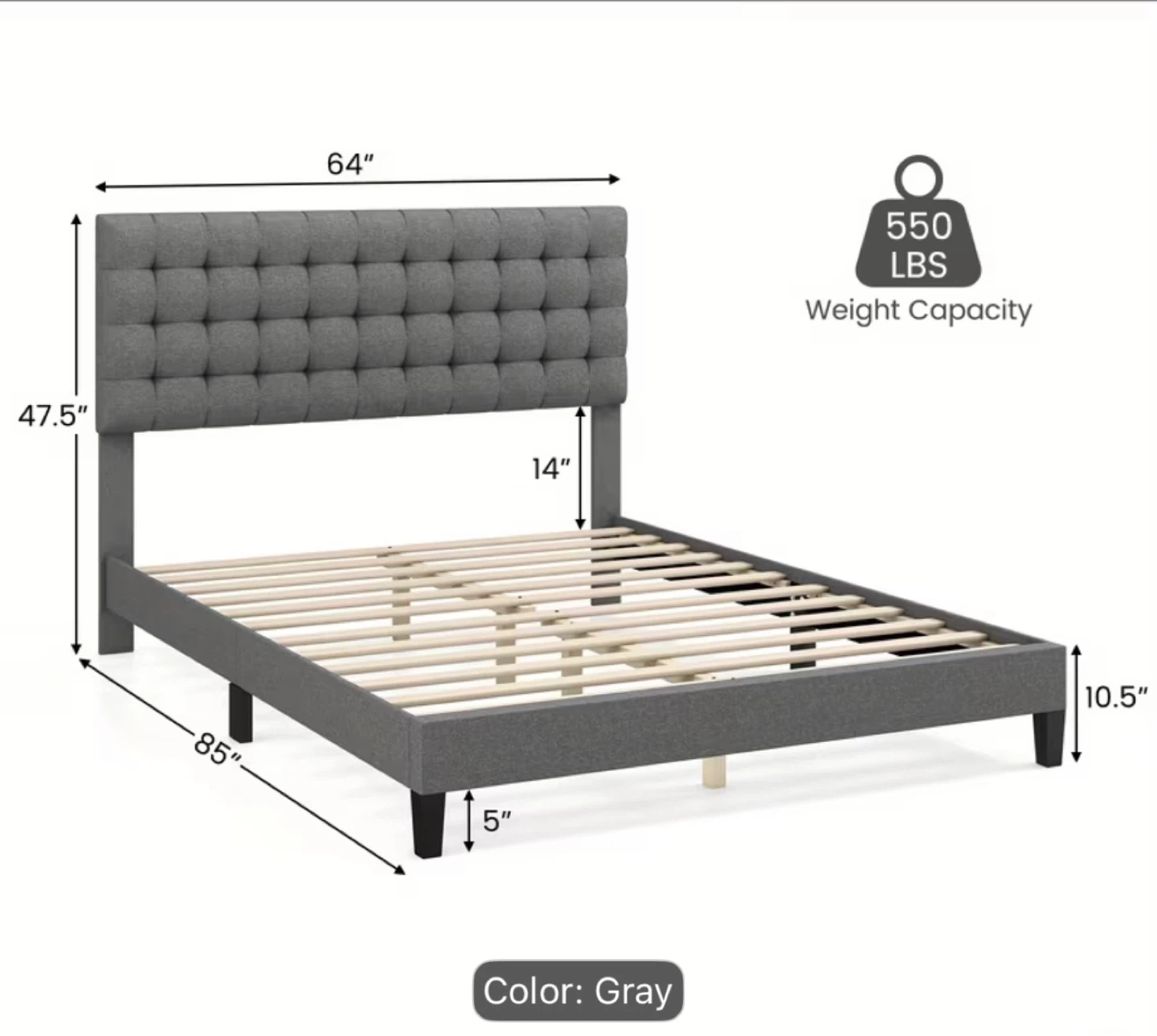 Queen-size bed with mattress - photo 2