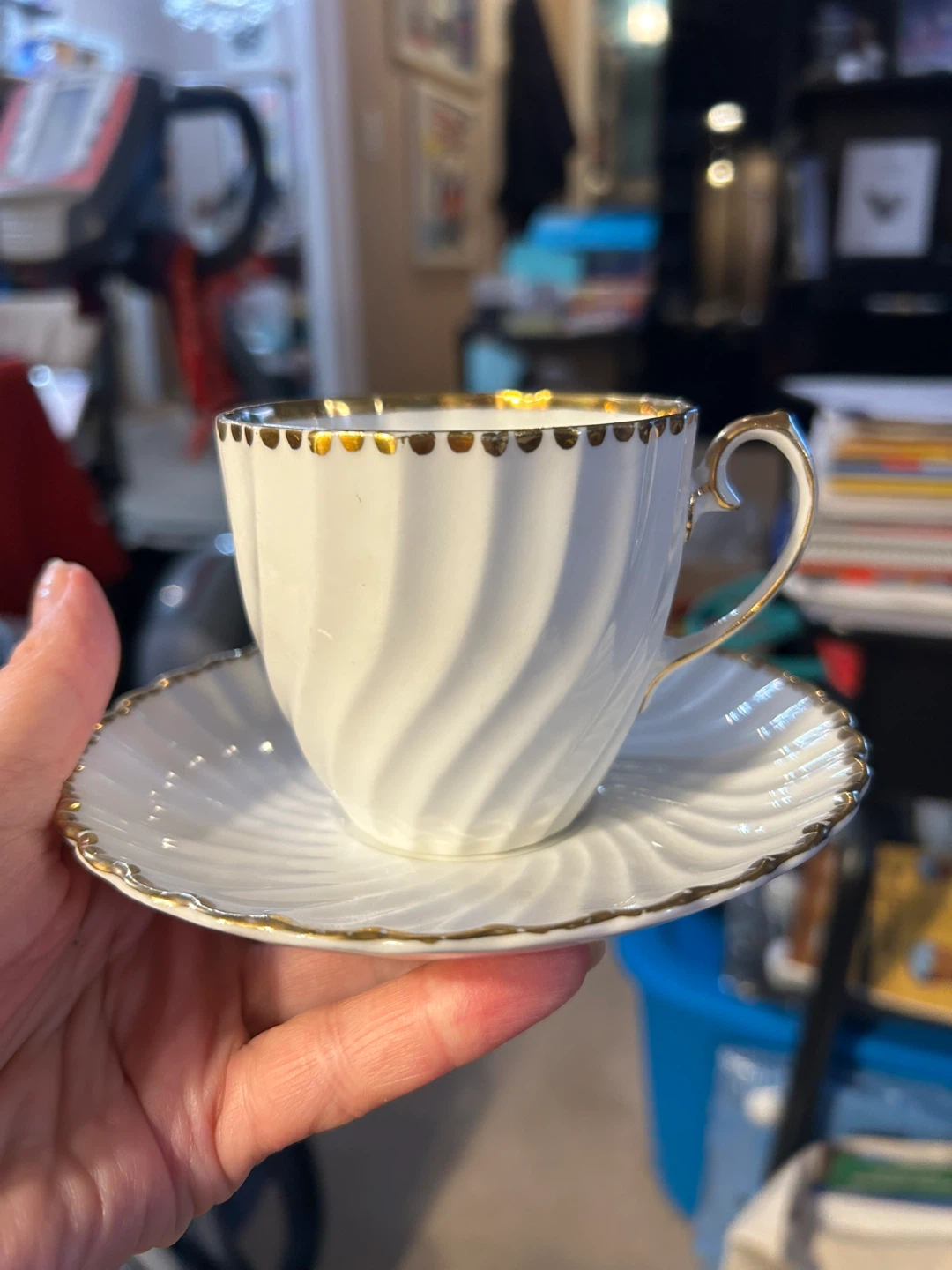Gladstone Old Grecian Flute Bone China Teacup & Saucer Set