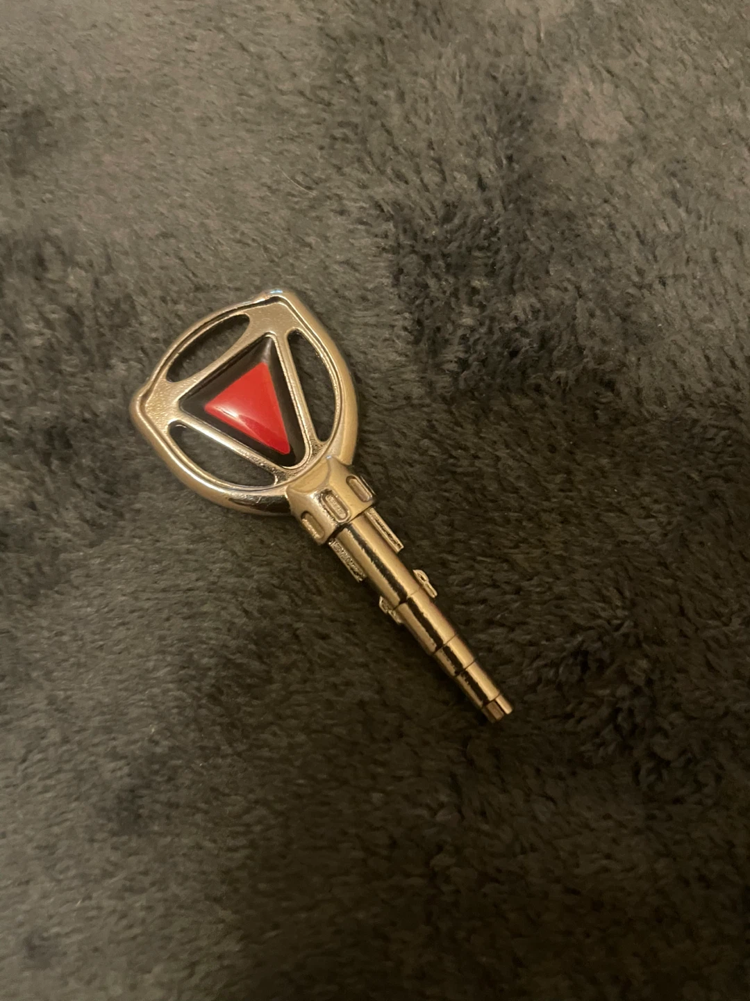 Silver and Red Triangle Key Fob Charm