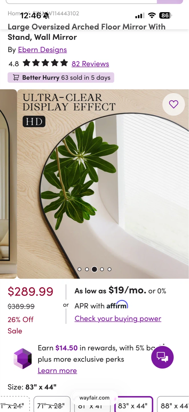 Large Arched Floor Mirror - photo 3