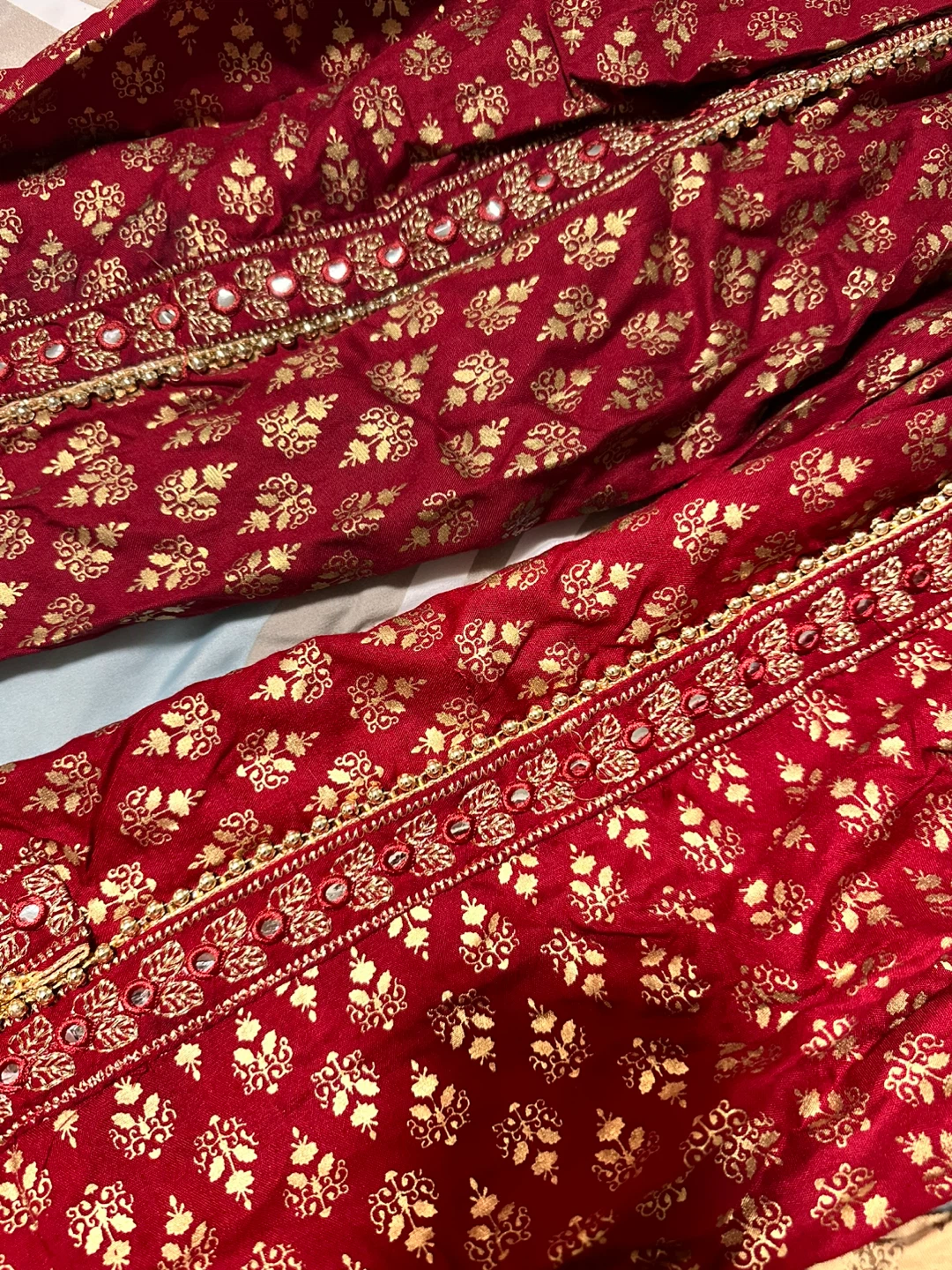 Embellished Red and Gold baggy Pants