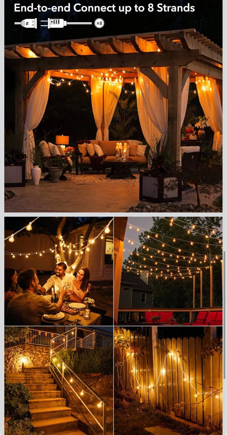 Brightown Outdoor String Lights - 50 Ft LED Patio Lights - photo 3