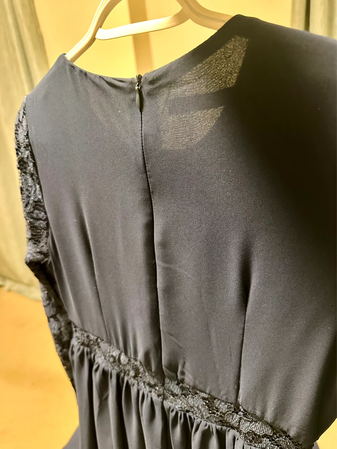 Navy Blue Maxi Dress with Lace Sleeves - photo 5