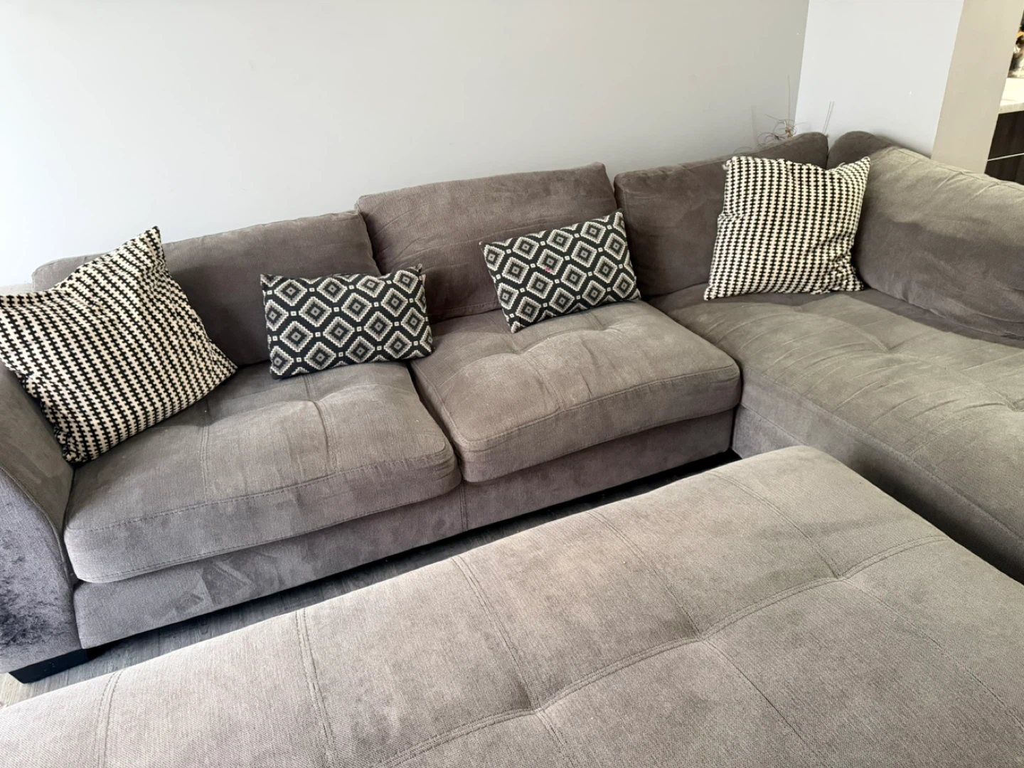 Grey Sectional Sofa with Ottoman - photo 2