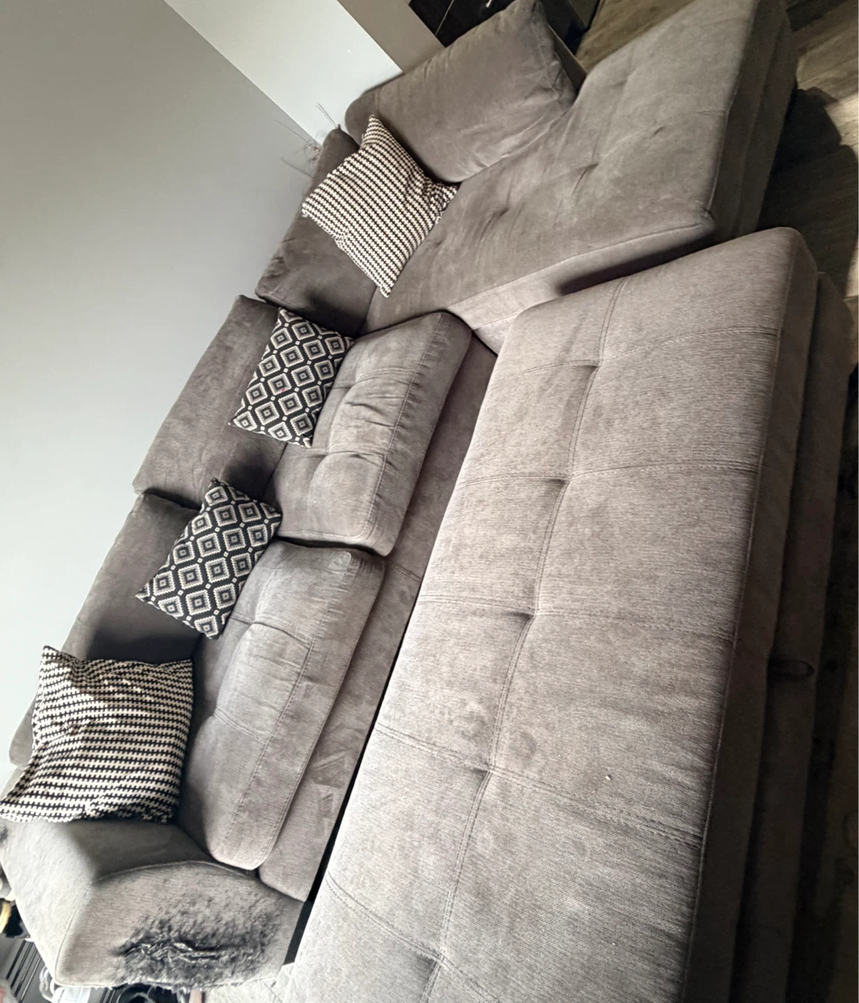 Grey Sectional Sofa with Ottoman