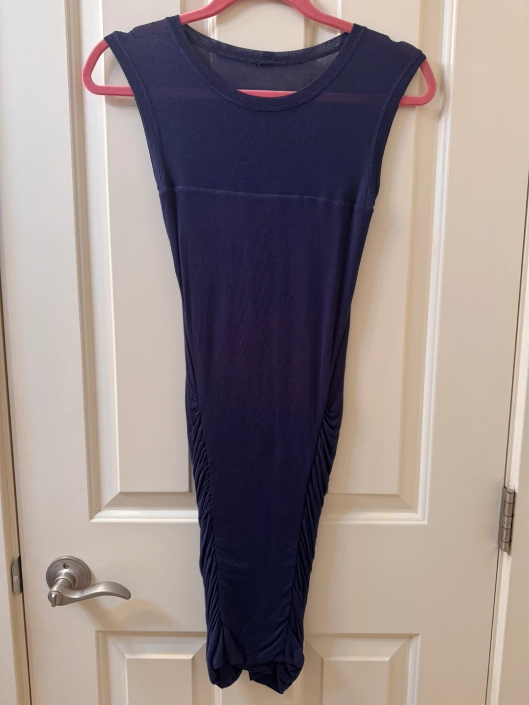BCBGMAXAZRIA Navy Ruched Dress - XS