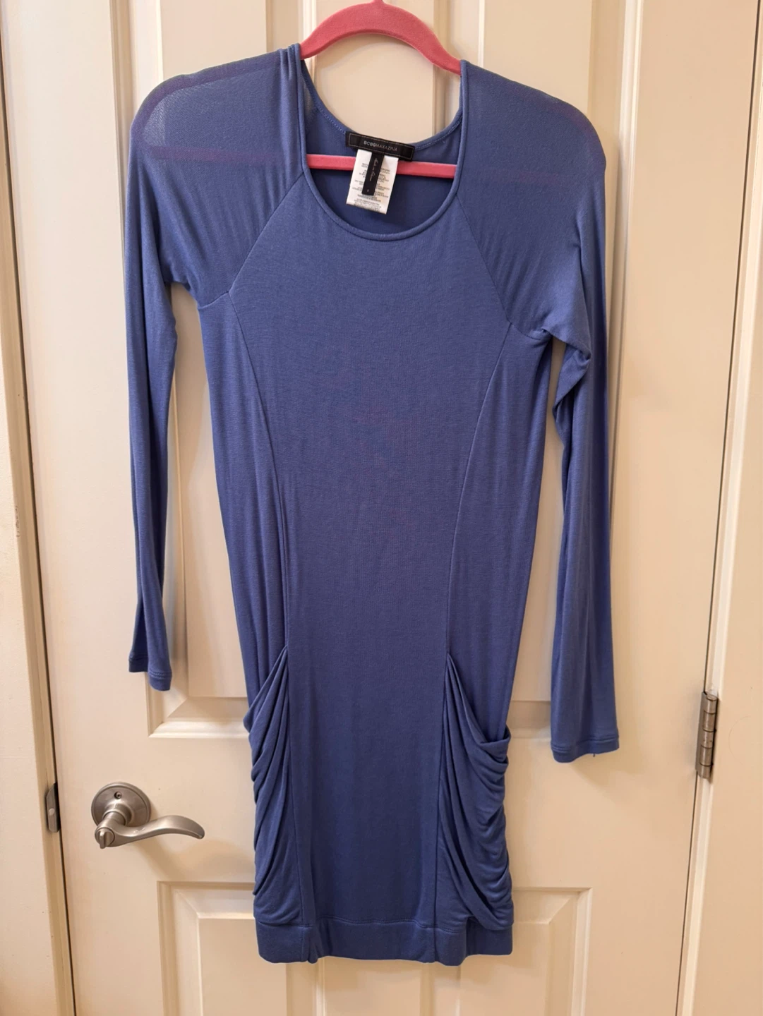 BCBGMAXAZRIA Ruched Dress Blue Size S