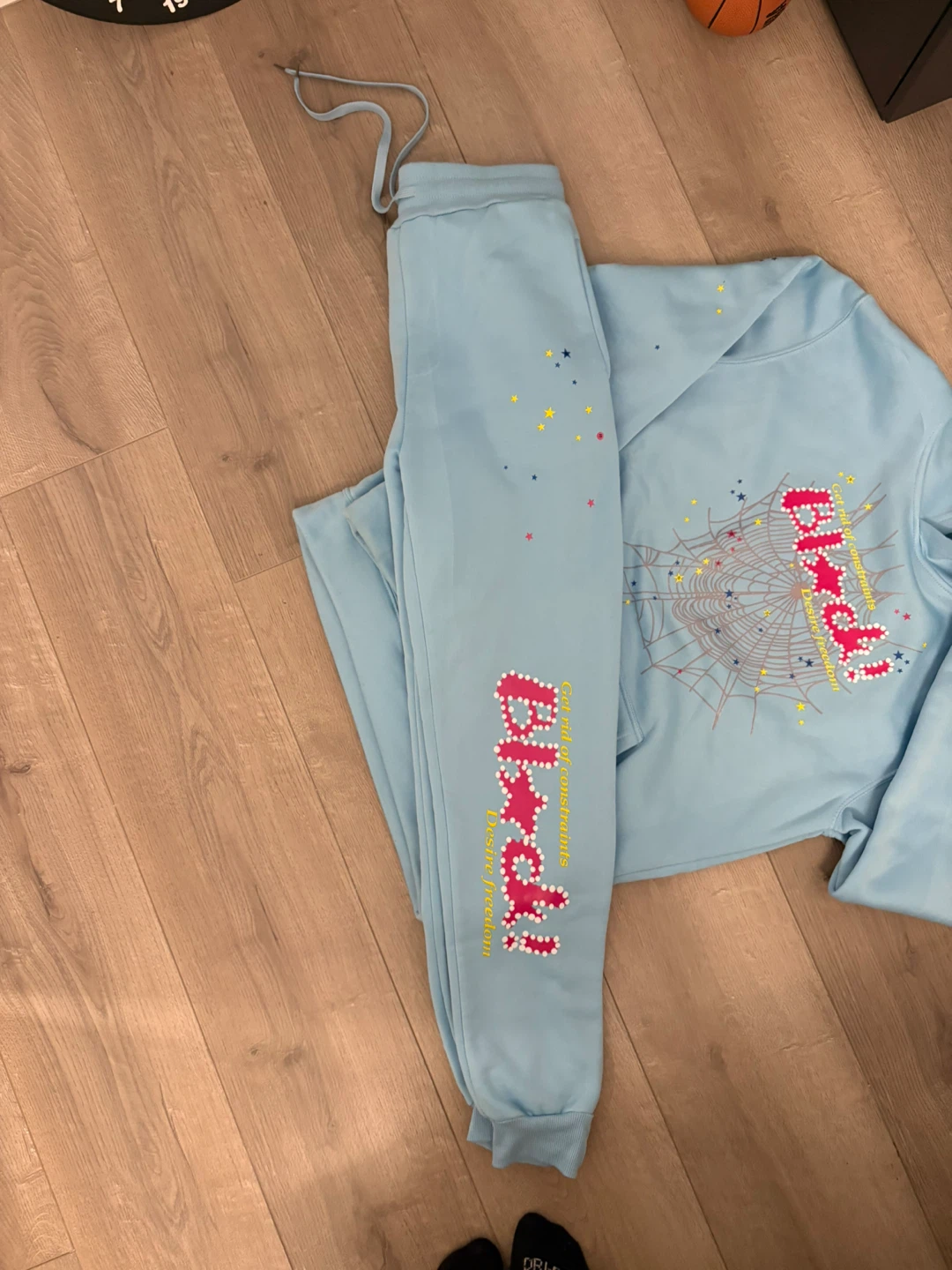 Light Blue Sweatpants and Hoodie Set