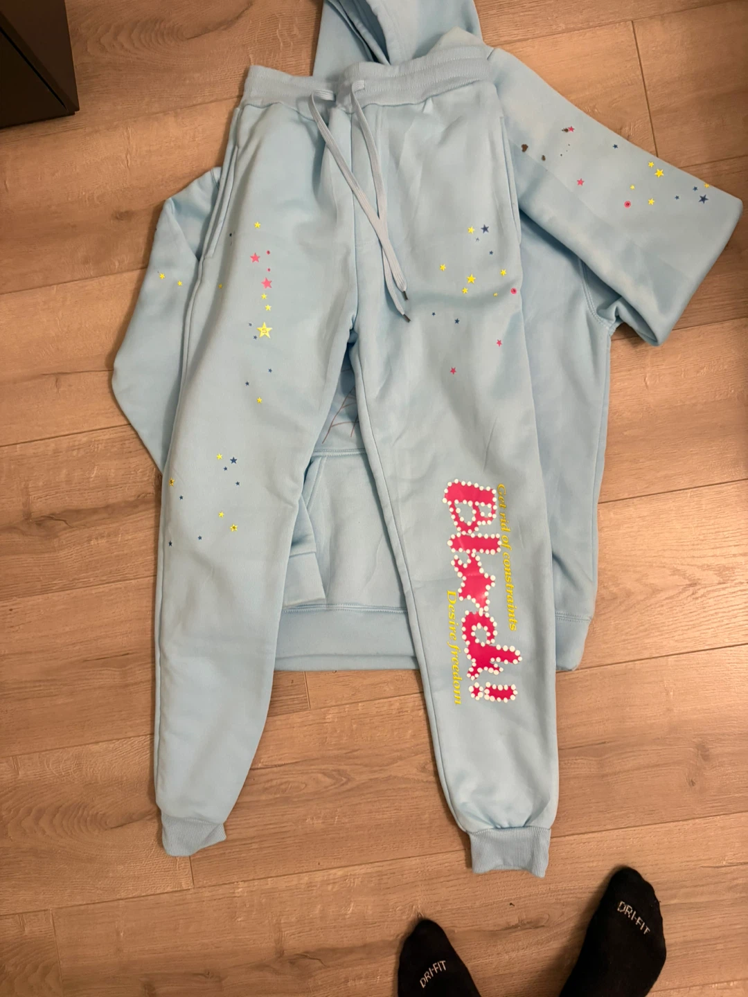 Light Blue Sweatpants and Hoodie Set - photo 2