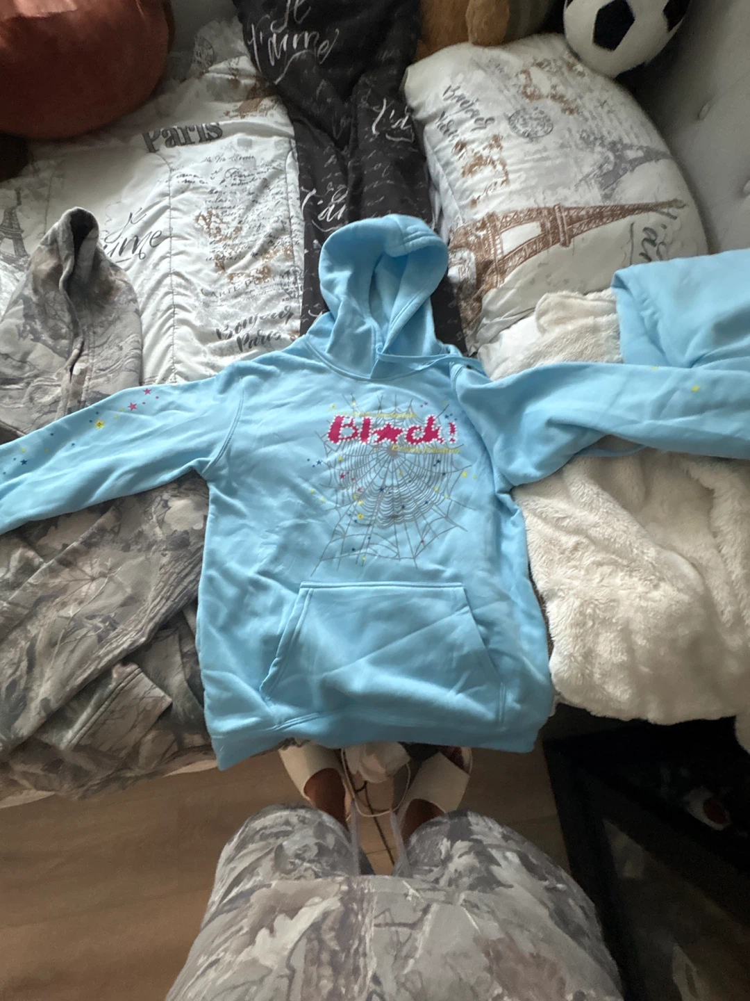 Light Blue Sweatpants and Hoodie Set - photo 3