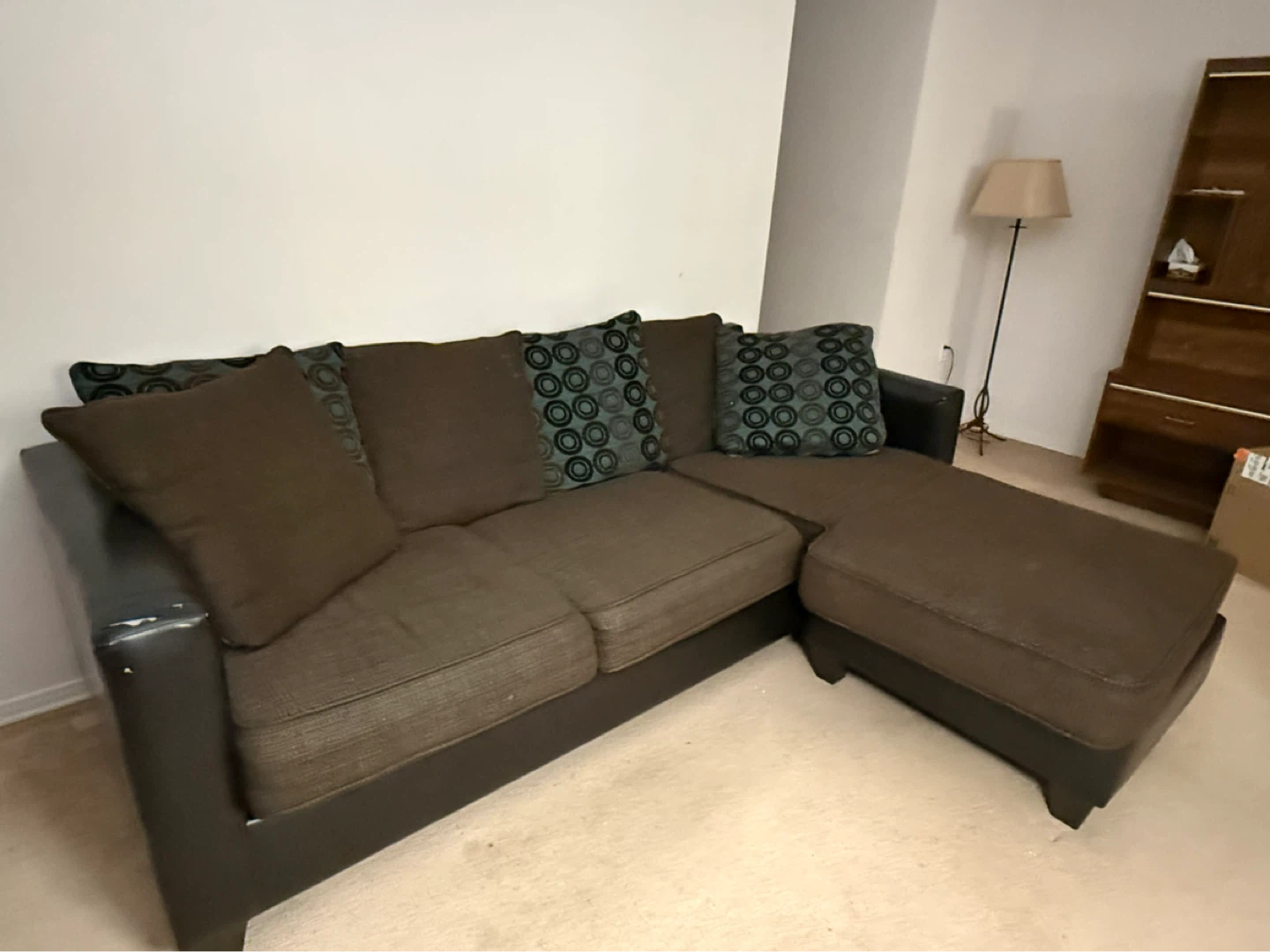 Brown Sectional Sofa with Chaise