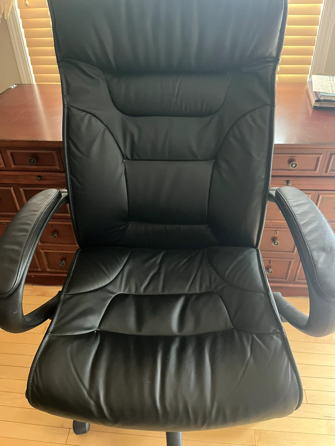 Black Faux Leather Office Chair - photo 2
