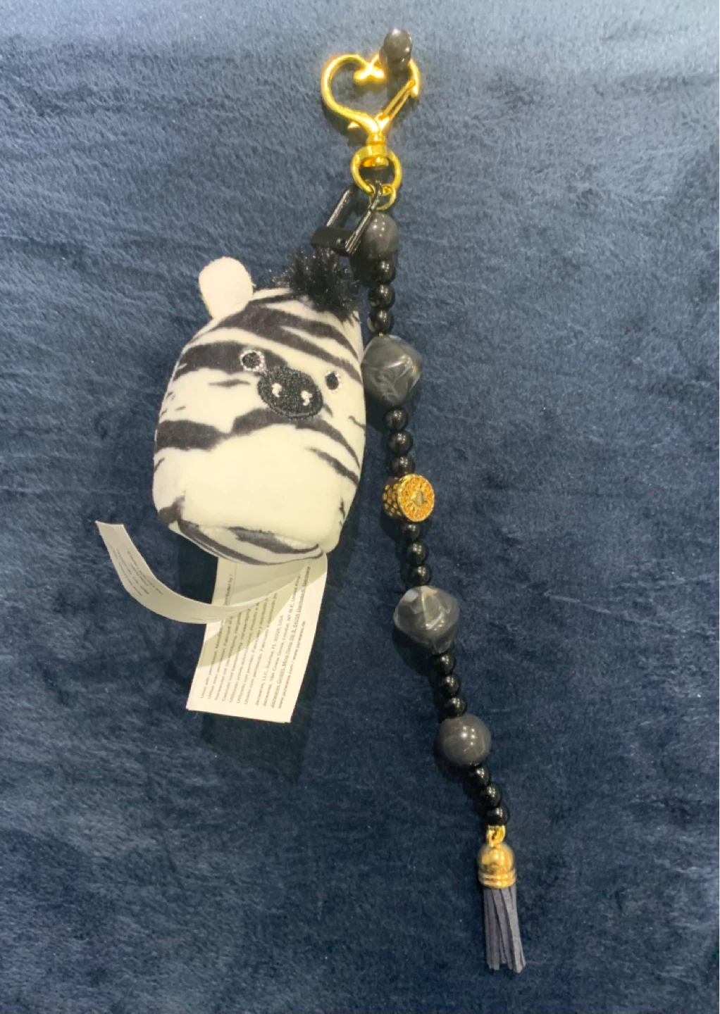 Customized Zebra Plush Keychain with Beaded Tassel