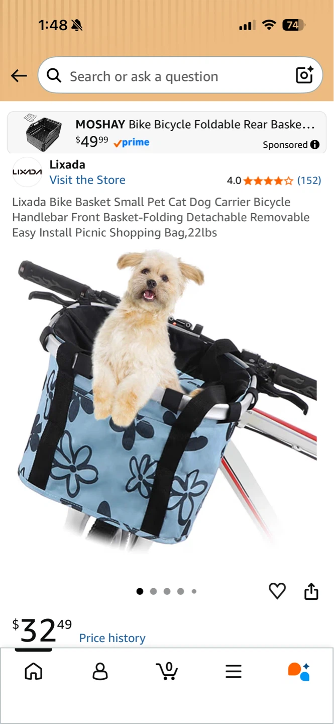 Bike Basket - Small Pet/Shopping Bag