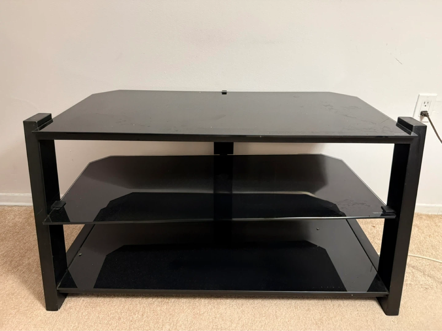 Black 3-Tier Glass Entertainment Stand