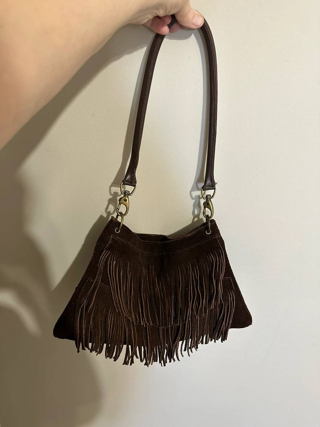 Brown Suede Fringe Shoulder Bag - photo 2