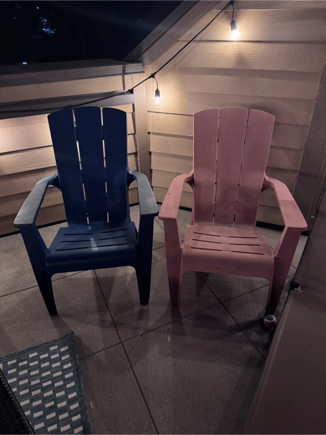 Plastic Adirondack Chairs - Blue and Pink