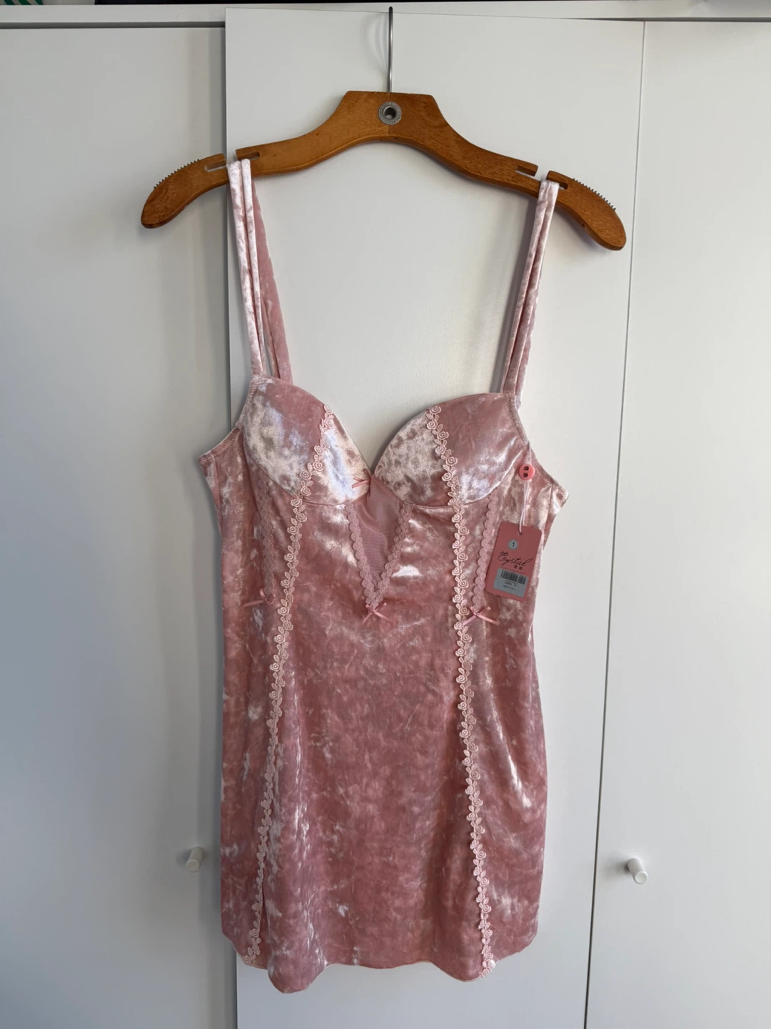 💝Pink Velvet Lingerie Slip Dress🎀