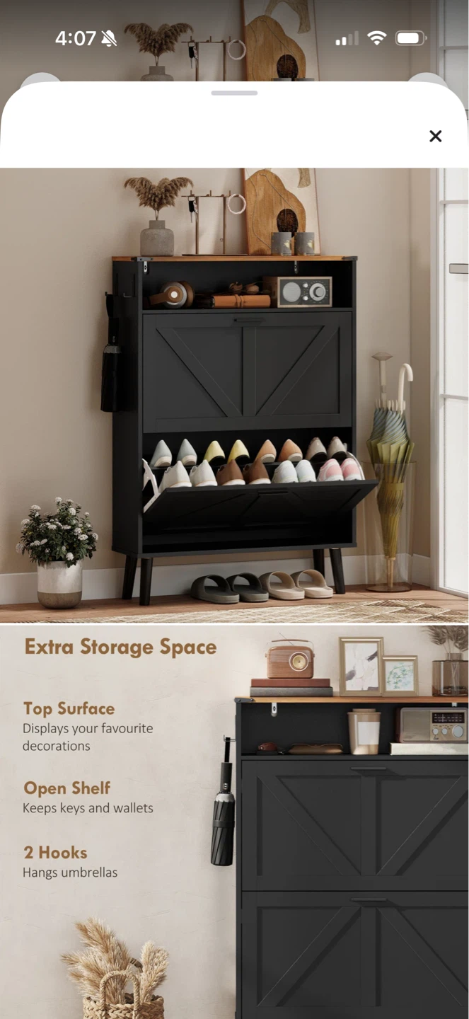 HOMCOM Shoe Cabinet with Storage