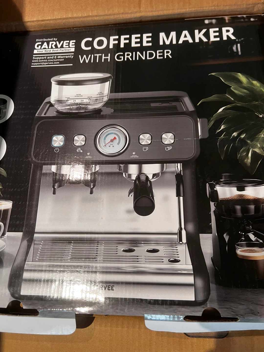 Garvee Coffee Maker with Grinder - Black