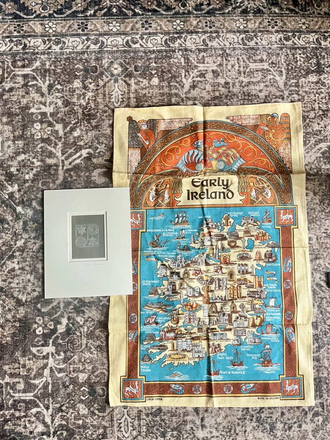 Early Ireland Map Tea Towel & Celtic Dawn Print
