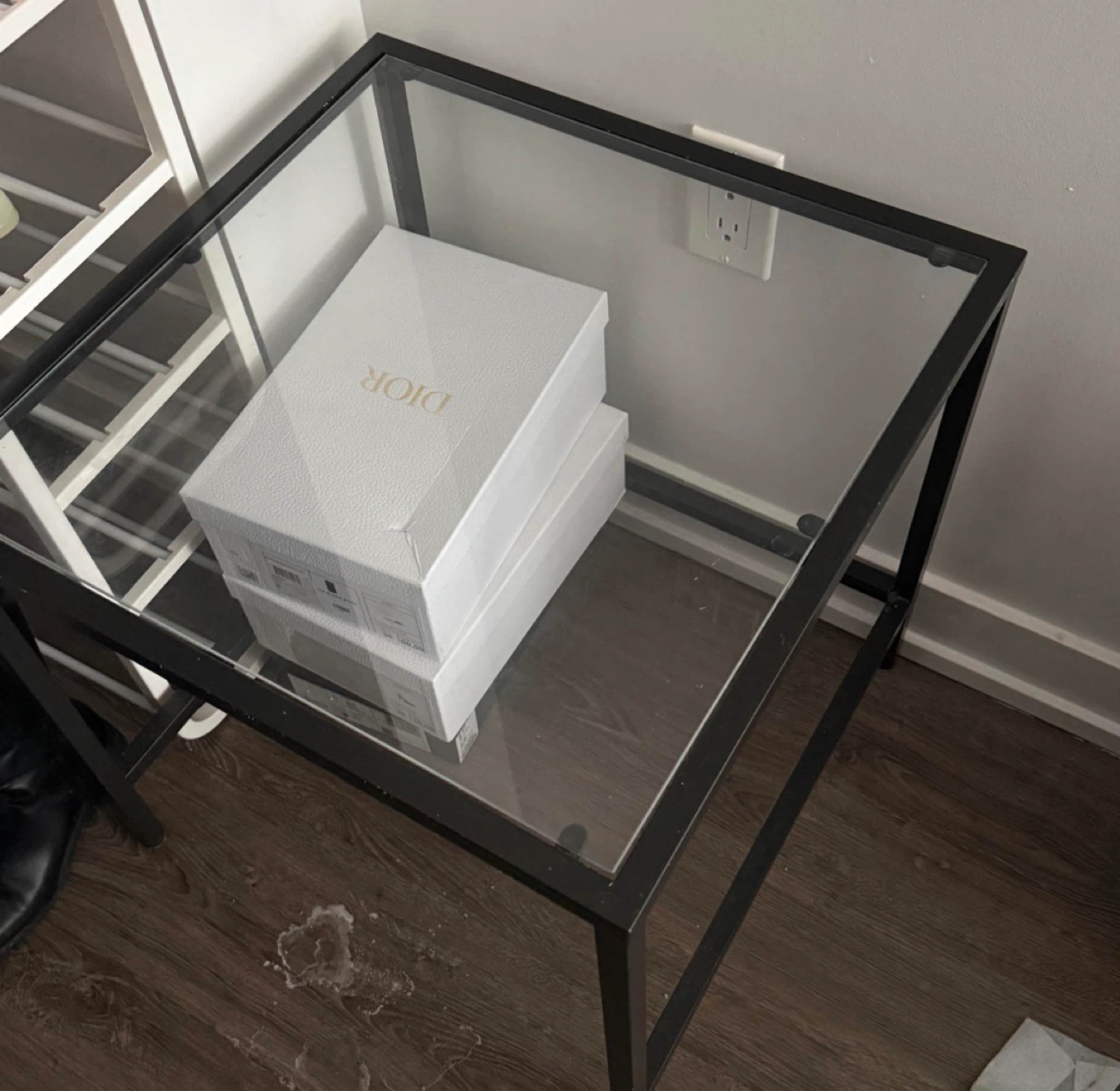 Ikea Square End Table with Glass Top
