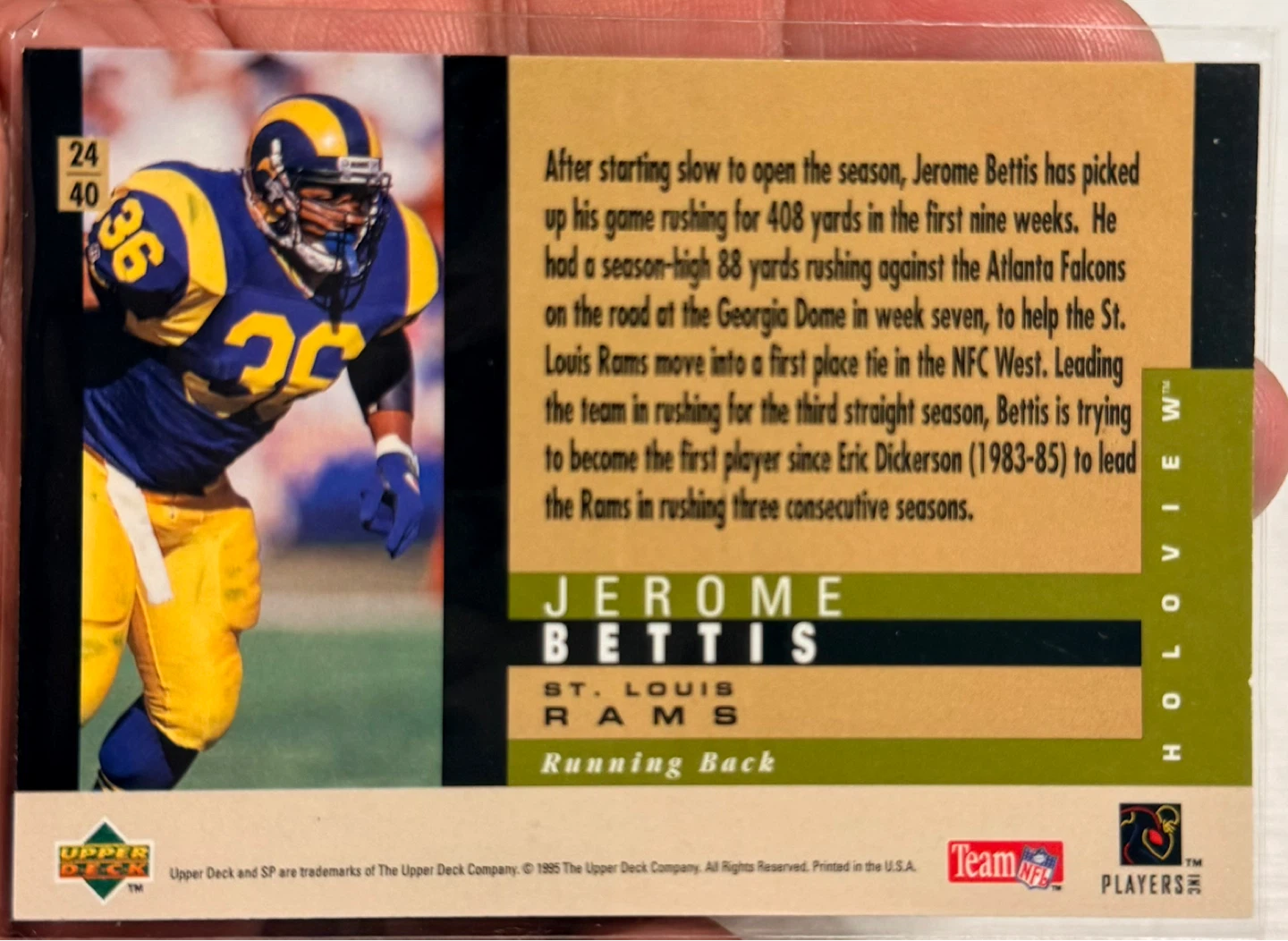 24/40 CARD of Jerry Rice Holoview 1995 Football Card - photo 2