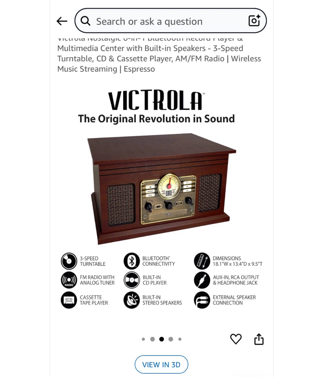Victrola 6-in-1 Bluetooth LP Player & Multimedia Center - photo 4