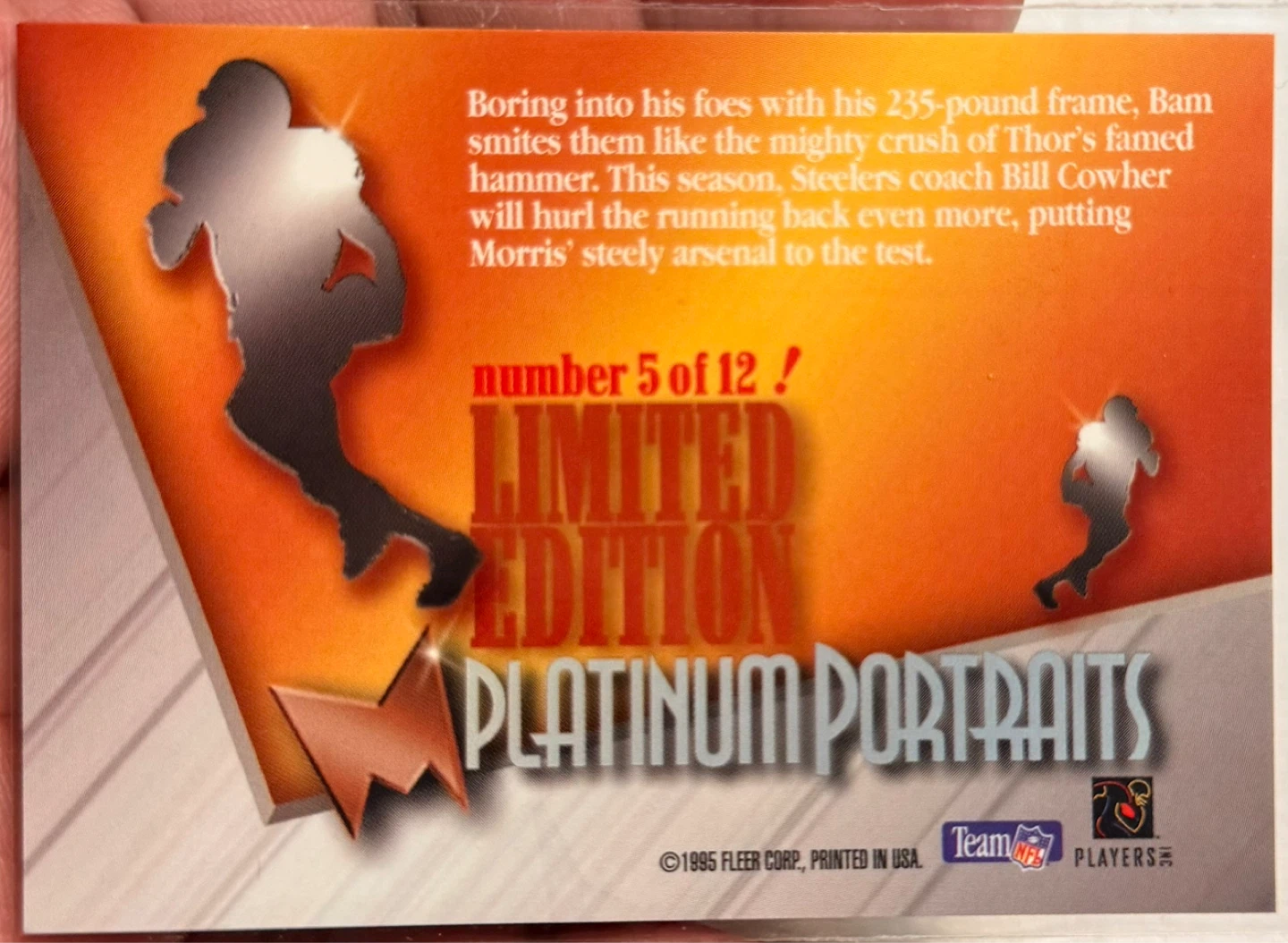 5 OF 12 CARD Bam Morris Limited Edition Platinum Portraits NFL - photo 2