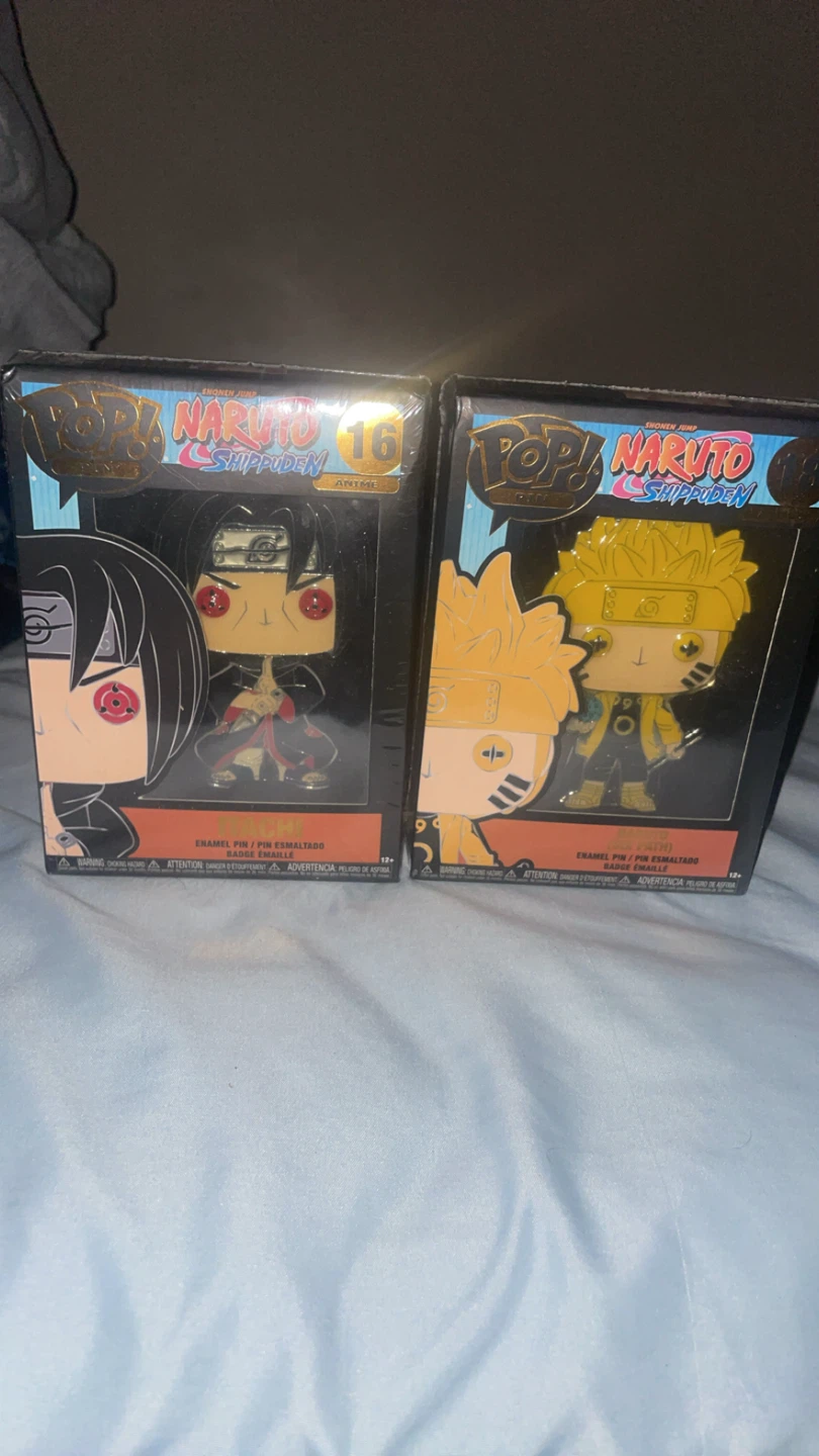 Itachi and Naruto pins funko pops