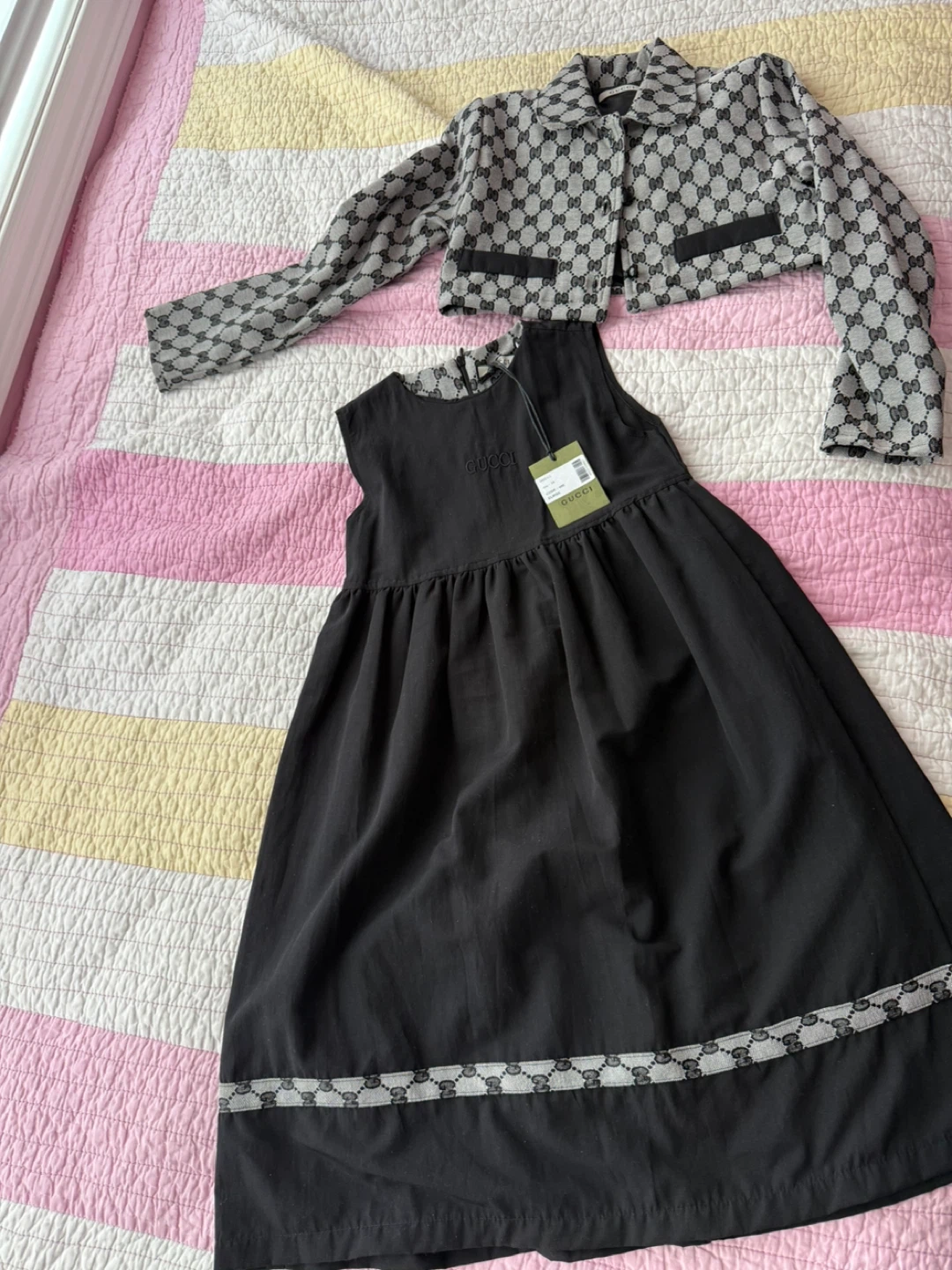 Gucci Black Dress with GG Monogram Trim - Size 10-11Y