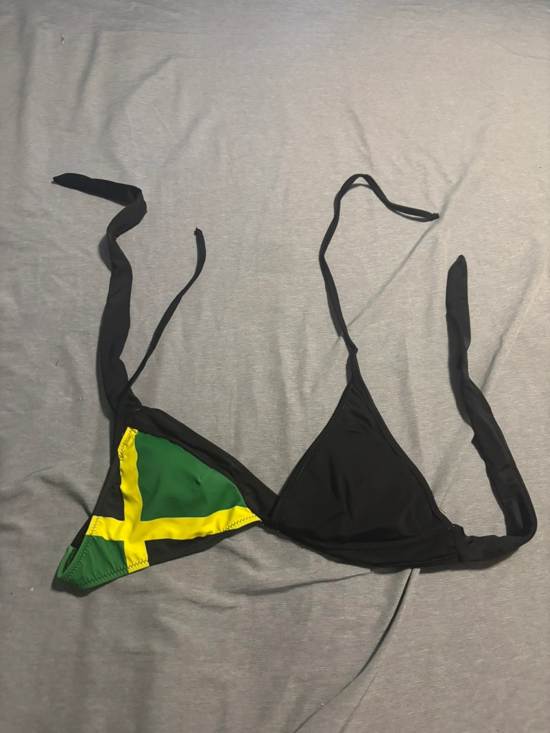Bikini Top - Black with Jamaican Flag Accent
