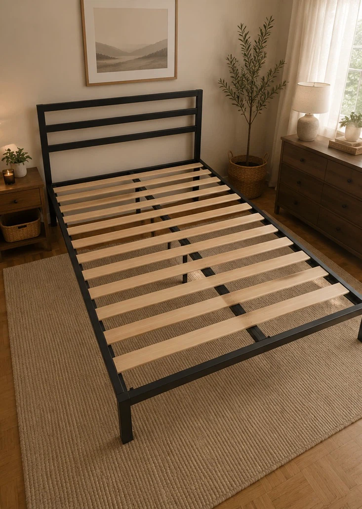 Queen Size Black Metal Bed Frame