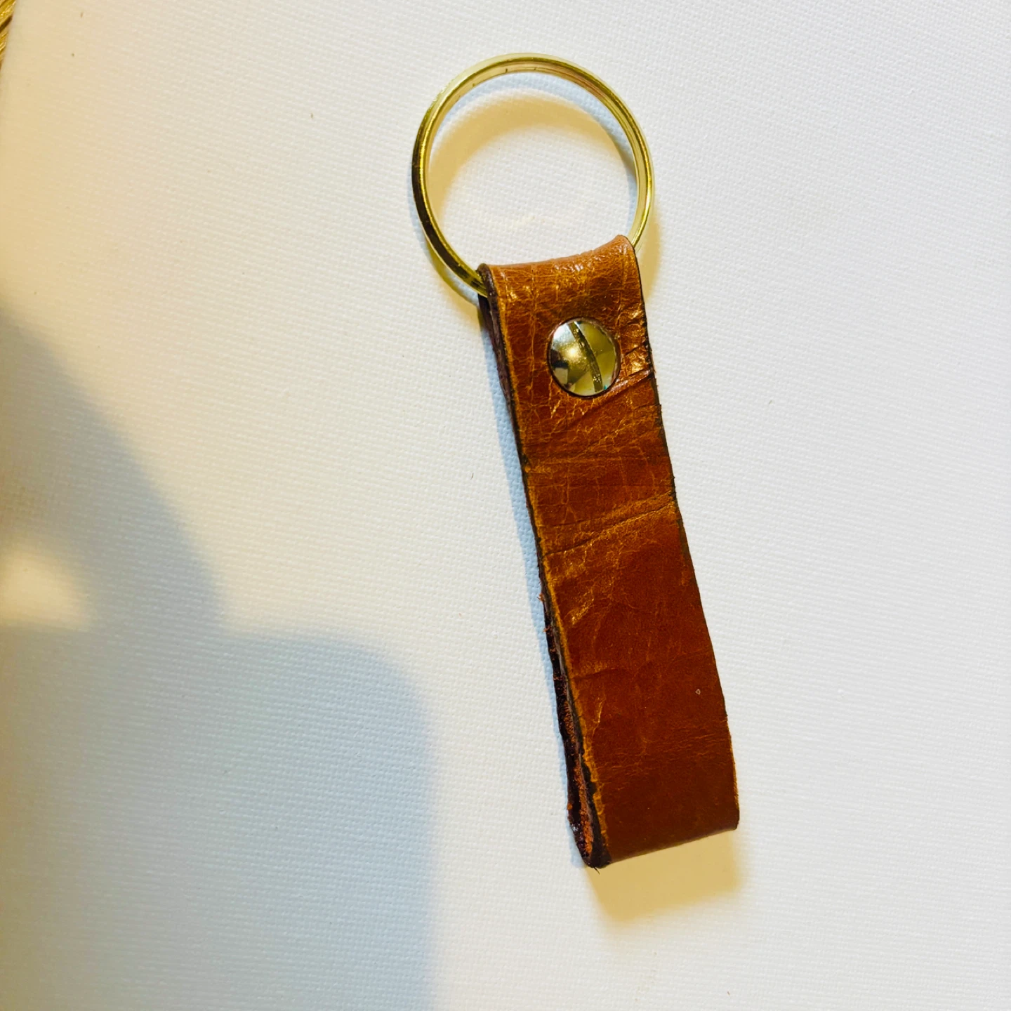 Brown Leather Keychain