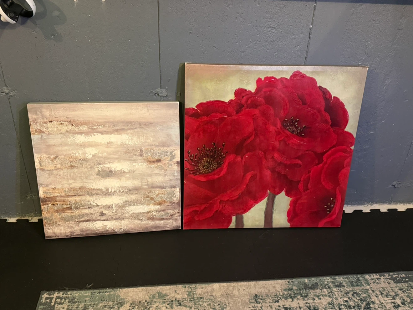 Canvas Wall Art Set - Red Poppies and Abstract Landscape