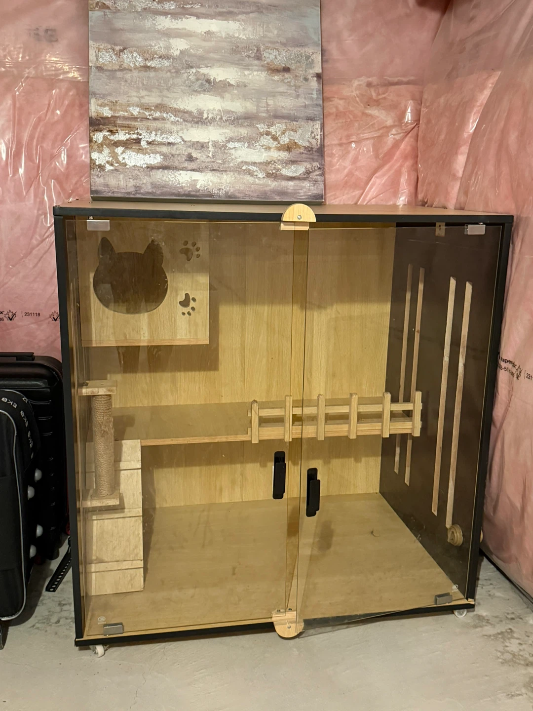Wooden Cat Condo with Clear Doors