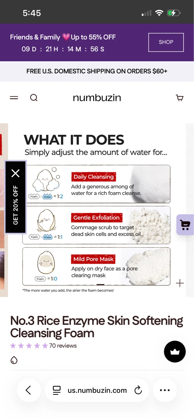 Numbuzin No.3 Rice Enzyme Skin Softening Cleansing Foam - photo 3