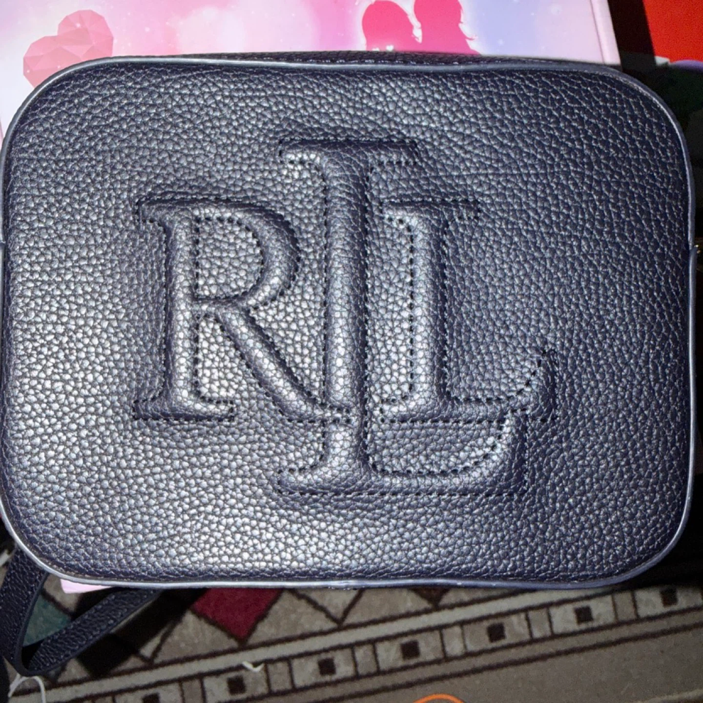 Ralph Lauren Navy Blue Leather Crossbody Bag