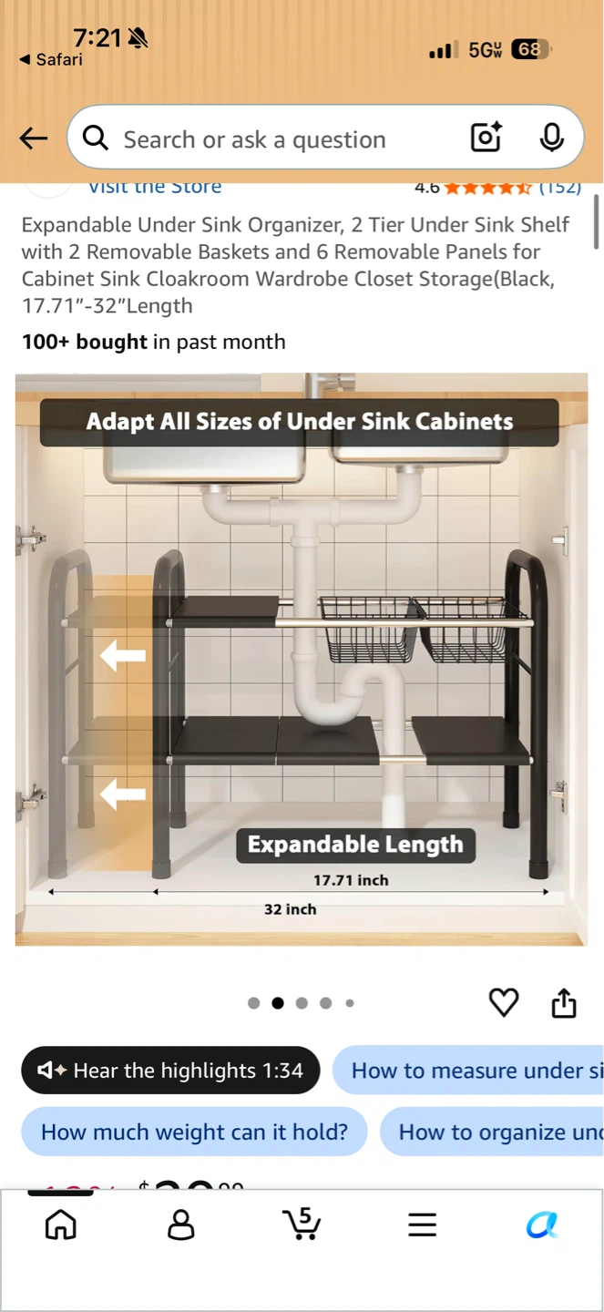 Under Sink Organizer, 2 Tier Shelf - photo 2