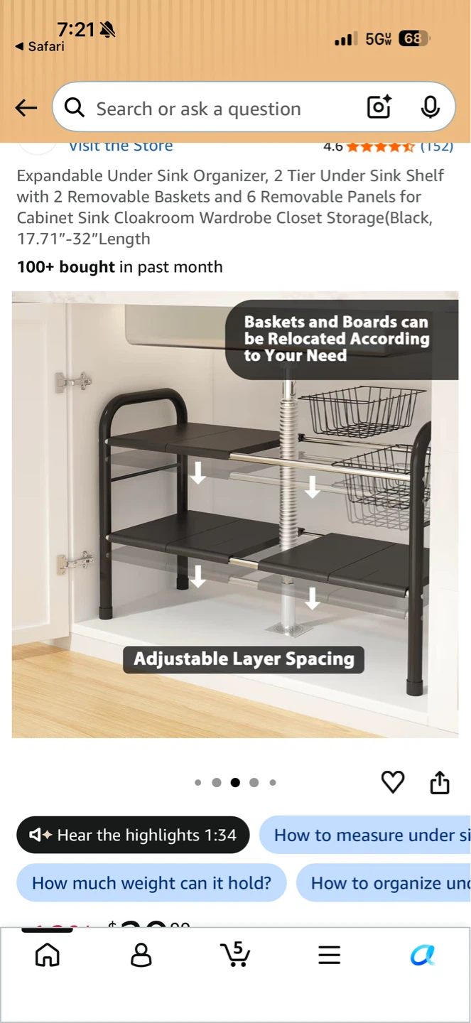 Under Sink Organizer, 2 Tier Shelf - photo 3
