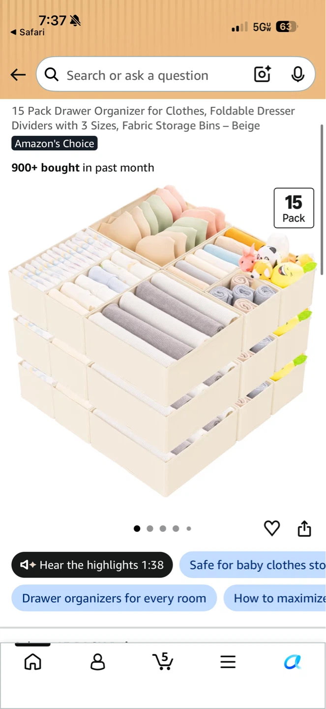 Fabric Drawer Organizer Bins (Set of 4) - photo 5