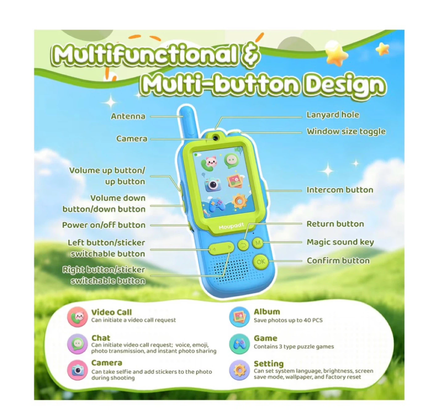 Brand new Video Walkie Talkies for Kids 2.4" Screen - photo 3