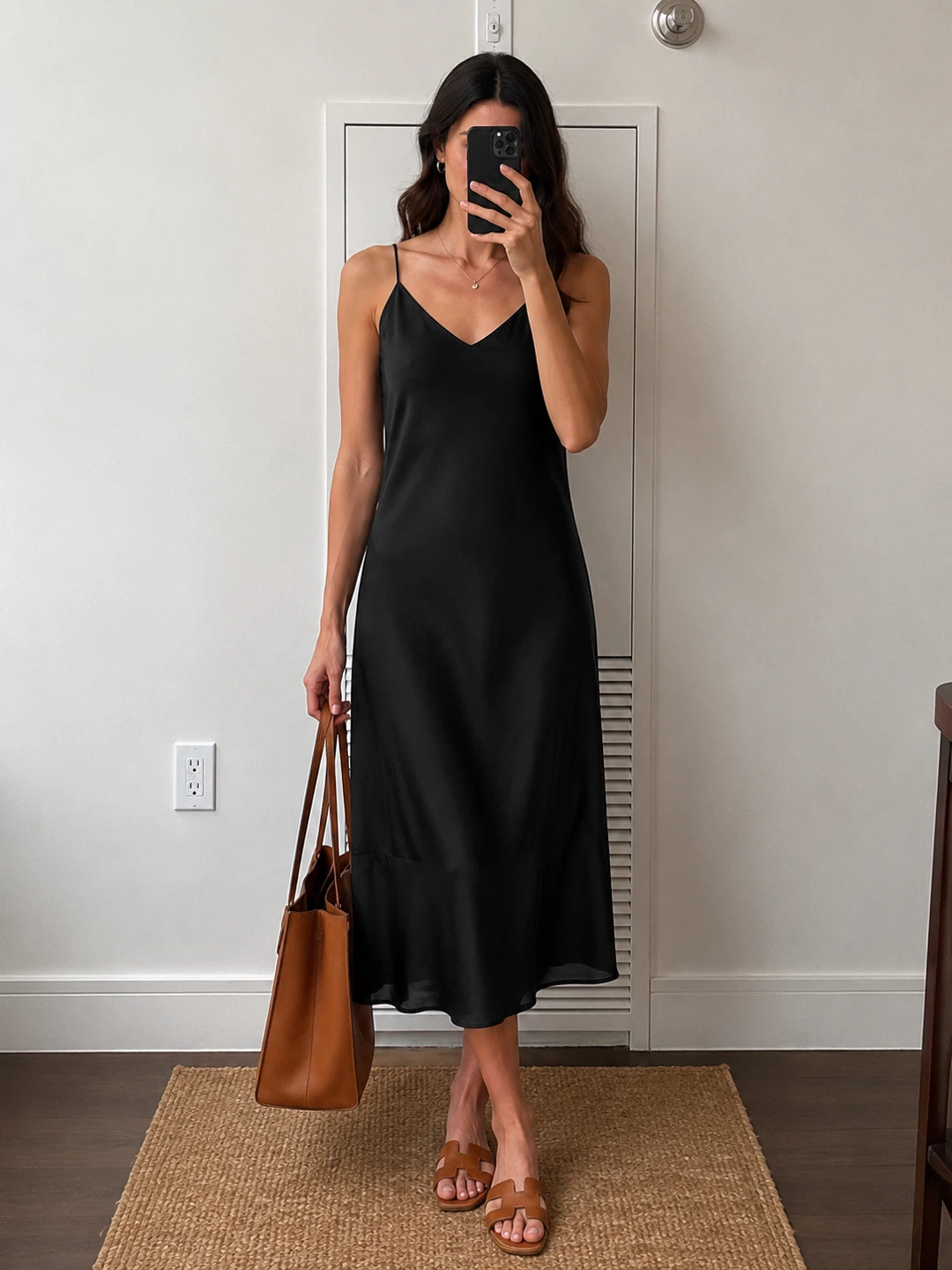 Banana Republic Black V-Neck  Midi Dress