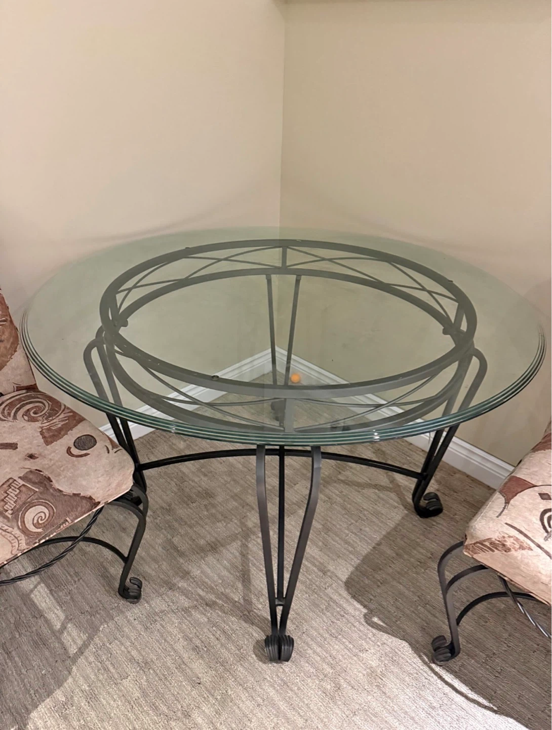 Glass Top Dining Table with Metal Base