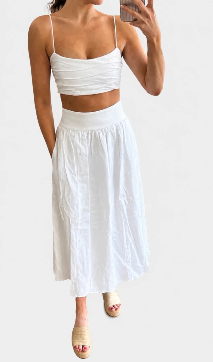Reformation White Linen Skirt & Top Set - photo 4