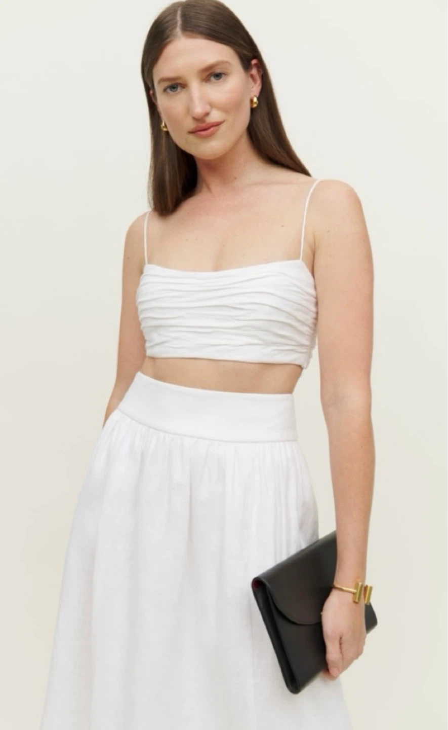 Reformation White Linen Skirt & Top Set - photo 2