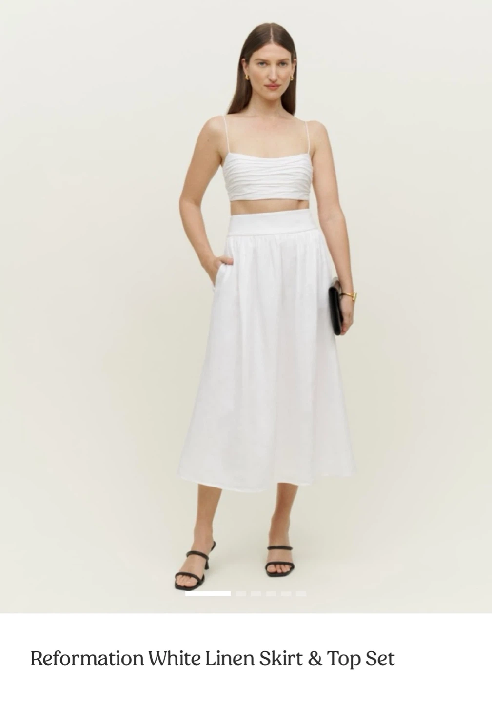 Reformation White Linen Skirt & Top Set